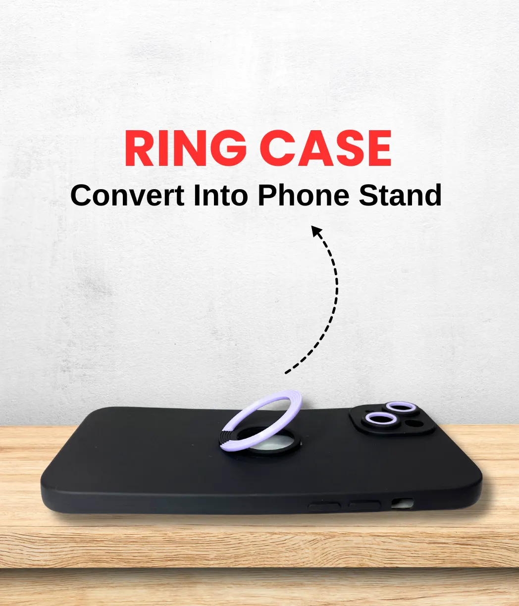 iPhone 15 Plus Back Cover / Silicone Ring Holder Case - Image 2